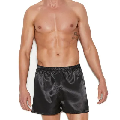 Sexy Black Satin Boxer