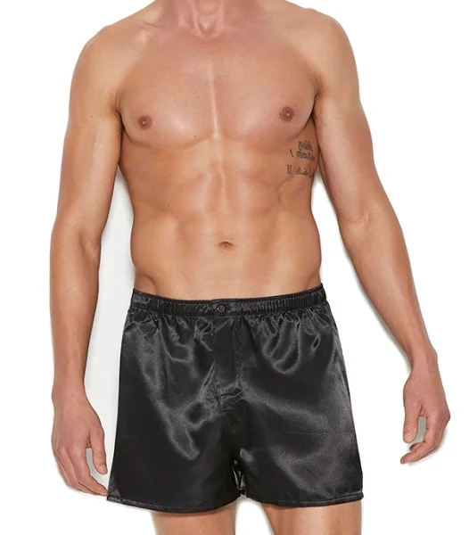 Sexy Black Satin Boxer