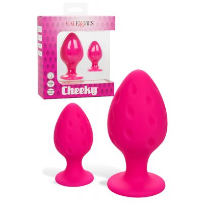 California Exotic Cheeky Pink Silicone Butt Plug Set 2 Pce