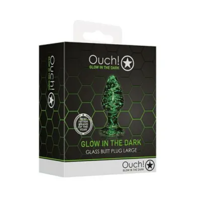 Ouch Glow Glass Butt Plug Glow In The Dark Clear Large