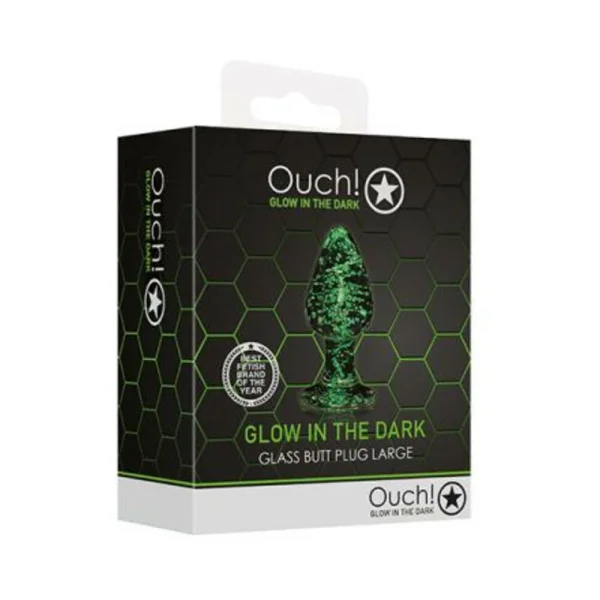 Ouch! Glow Glass Butt Plug - Glow In The Dark - Clear - Large
