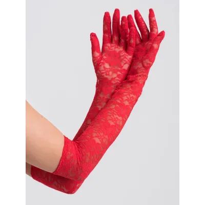Lovehoney Red Elbow Length Lace Gloves