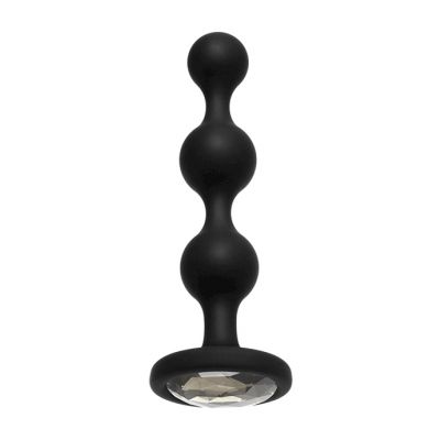 Booty Bling Jewelled Wearable Silicone Anal Beads Plug Silver 4 Inch