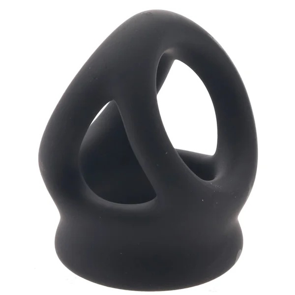 Alpha Liquid Silicone Dual Cage & Cock Ring By CalExotics - Black