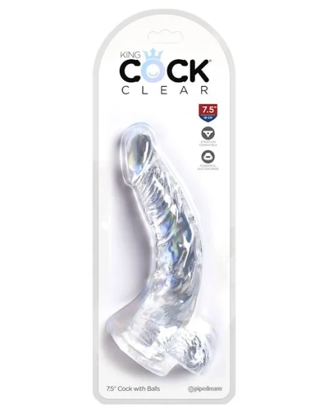 King Cock Clear Dildo With Balls - 7.5 Inch - 7.5 Inch