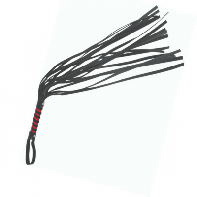 Sex Mischief Faux Leather Red Black Strips Flogger