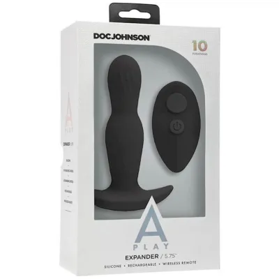 A play Expander Rechargeable Silicone Anal Plug With Remote Black