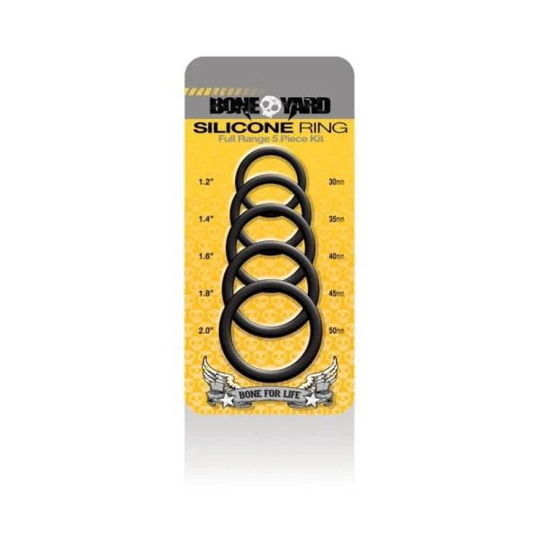 Boneyard Silicone Ring 5 Pcs Kit Black