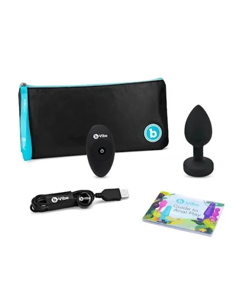 B-vibe Vibrating Jewel Plug - Black - M/l