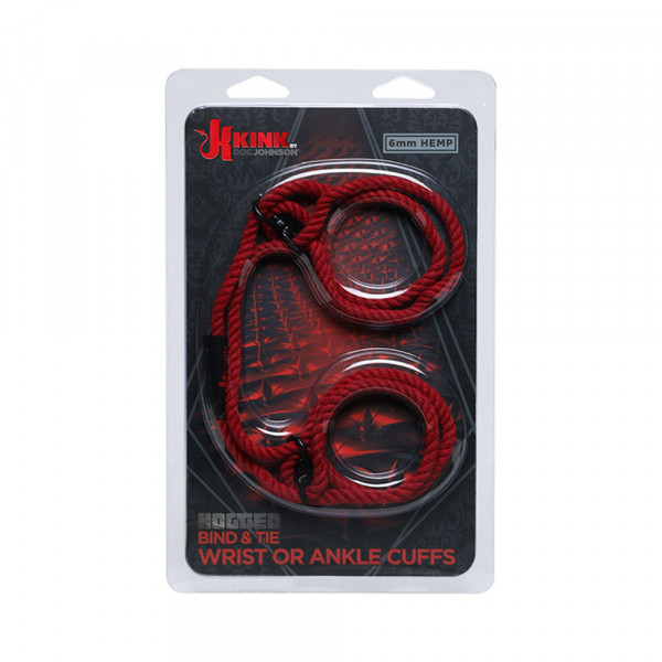 Kink Hogtied Bind & Tie Hemp Wrist Or Ankle Cuffs Red