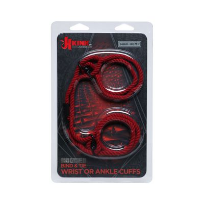 Kink Hogtied Bind Tie Hemp Wrist Or Ankle Cuffs Red
