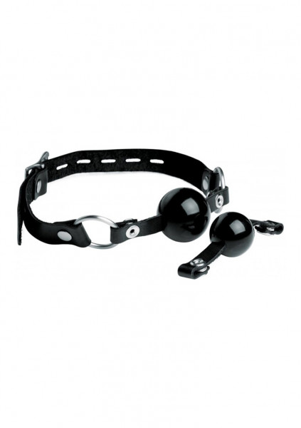 Interchangeable Silicone Ball Gag Set - Black - Bondage toys