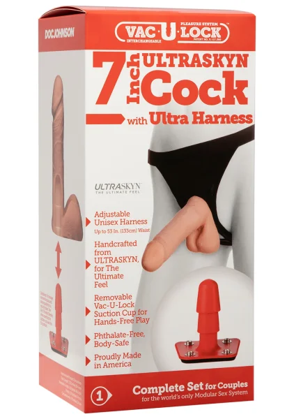 Ultra Harness 2 w/7 inch Ultraskyn UR3 Cock - White