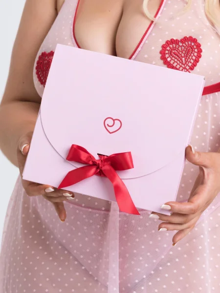 Lovehoney Plus Size Sweet Love Pink Babydoll Set and Eye Mask