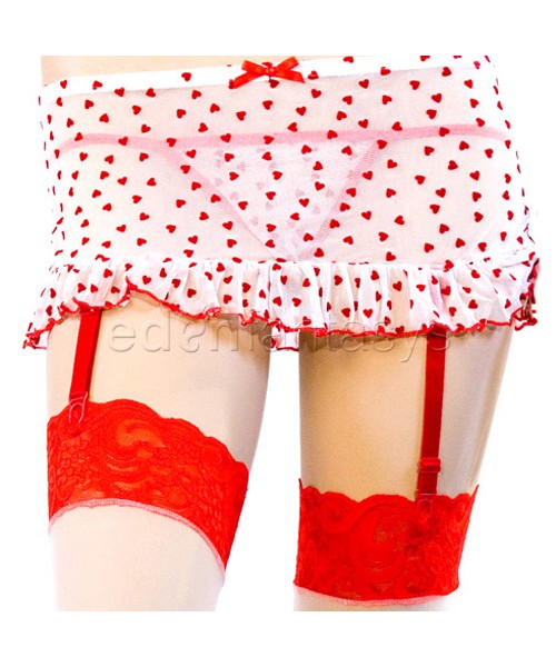 Flocked heart bra and skirt set