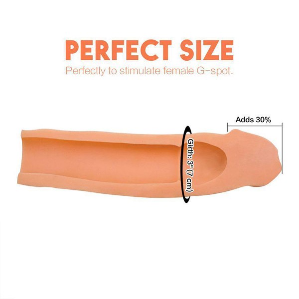Tommy Gunn Penis Extension Sleeve Tan CyberSkin Cock Sheath 8.5 Inch