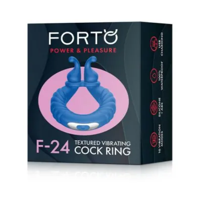 Forto F 24 Silicone Textured Vibrating Cock Ring Blue
