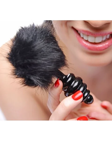 Fur Bunny Tail Anal Plug - 5 Inch