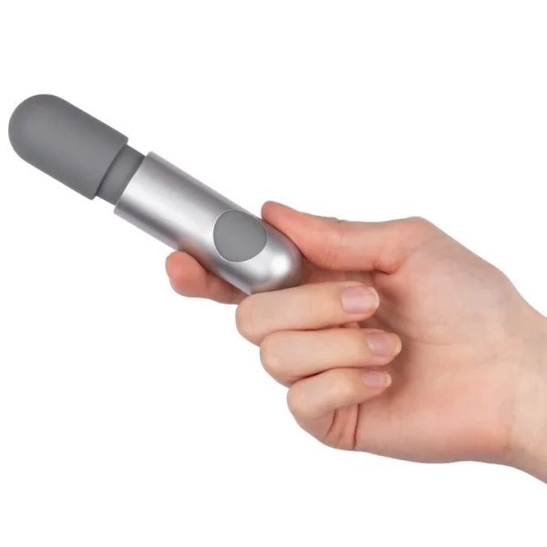 Bondara Silver Silicone 10 Function Rechargeable Mini Wand Vibe — image 4 of 4