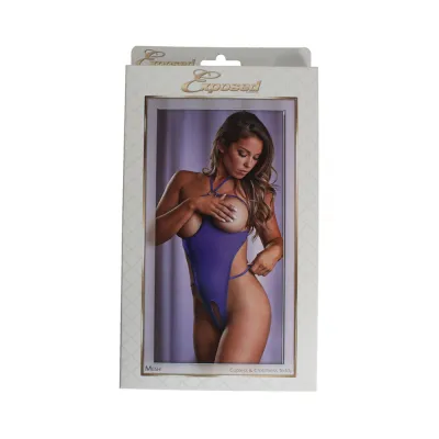 Ms Sheer Mesh Cupless Teddy Purple 1 Size Queen