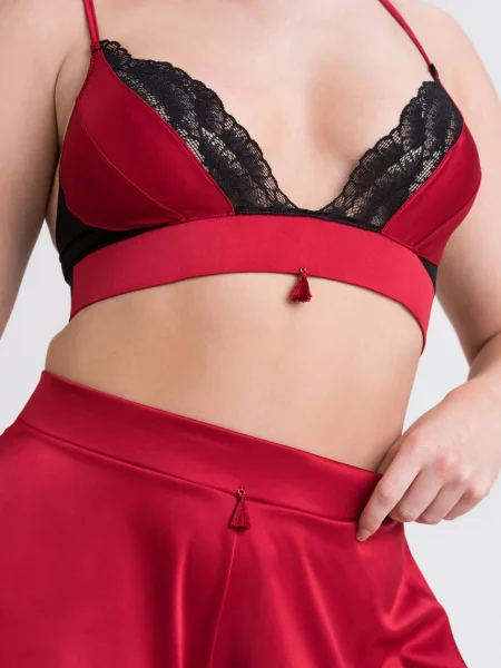 Lovehoney Empress Red Satin Bra and French Knicker Set