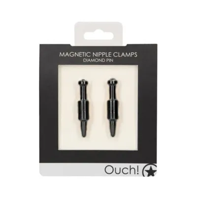 Ouch Magnetic Nipple Clamps Diamond Pin Black