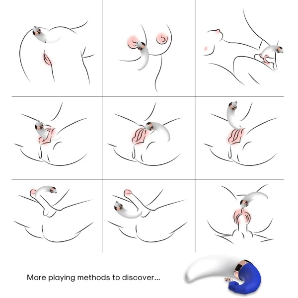 Happy Moon Rechargeable Pleasure Air Clitoral Stimulator With G-Spot Vibrator - Blue