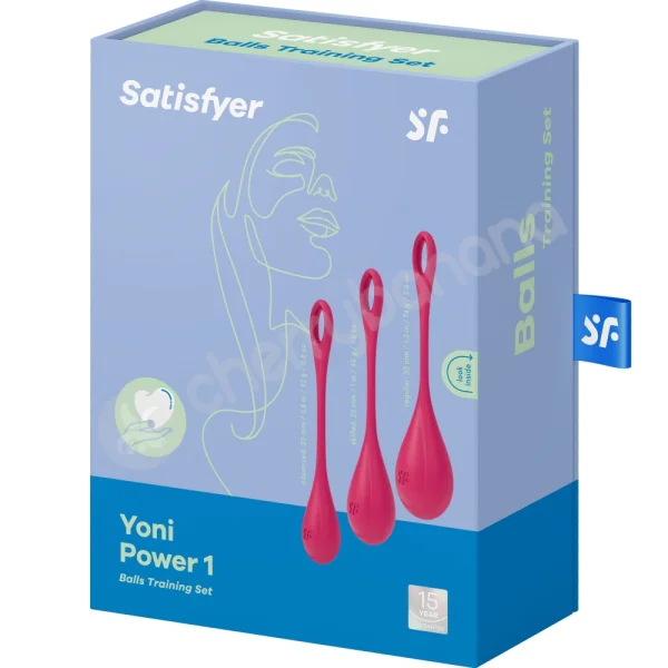 Satisfyer Yoni Power Ball 1 Red Ben Wa Kegel Balls 3pc Set