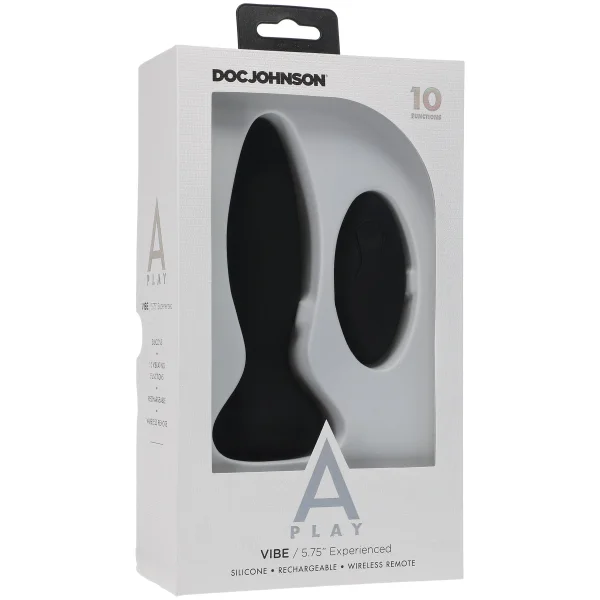 A-Play Experienced Vibrating Rechargeable Silicone Anal Plug With Remote By Doc Johnson - Black