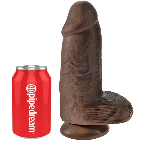 King Cock Chubby 9" Suction Cup Dildo With Balls - Chocolate