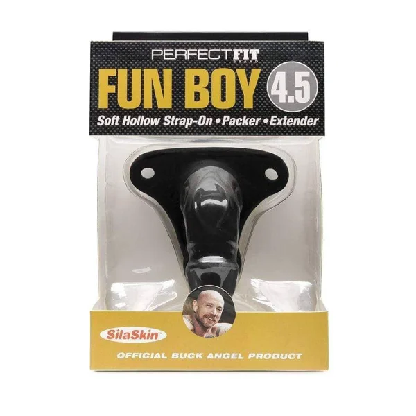 Fun Boy 4.5 Soft Hollow Strap-on - Packer - Extender - Black