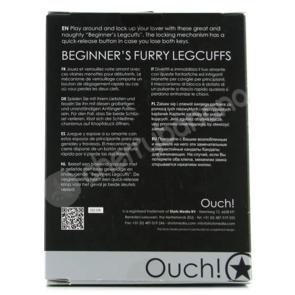 Ouch Black Beginner's Furry Legcuffs