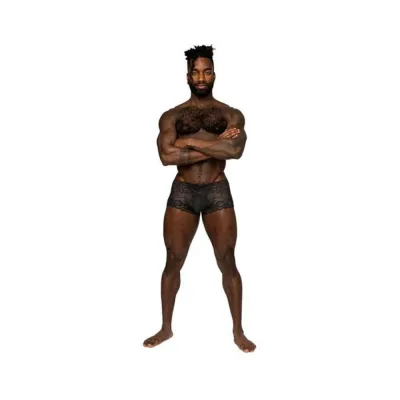 Men s Clothing Male Power Sassy Lace Mini Short Sheer Pouch Black M