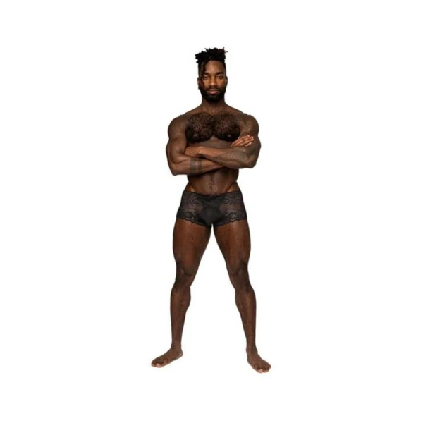Men's Clothing: Male Power Sassy Lace Mini Short Sheer Pouch Black M