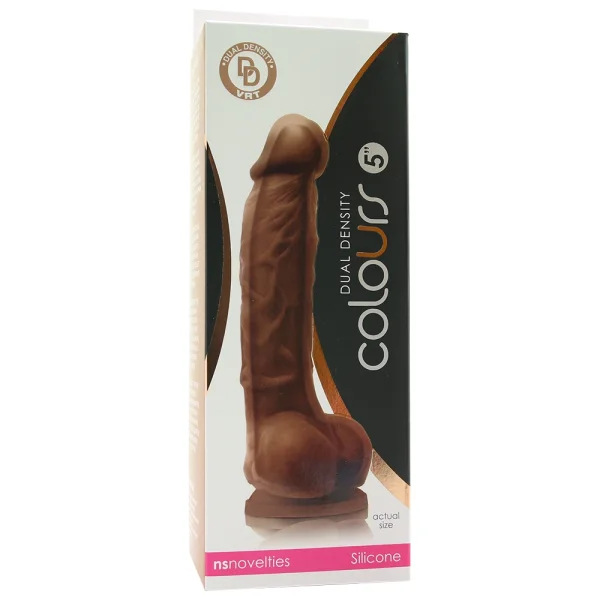 Colours Dual Density 5 Inch Silicone Suction Cup Dildo - Caramel