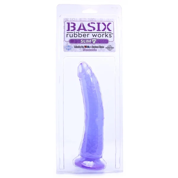 Basix Rubber Works - Slim 7 Inch With Suction Cup - Purple