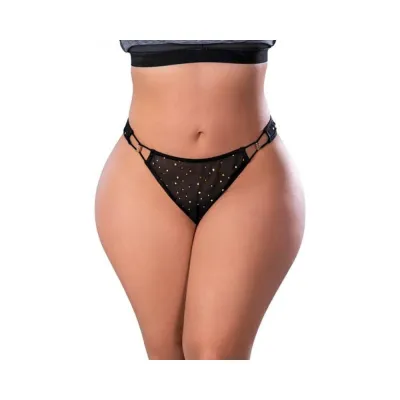 Women s Lingerie Magic Silk Glitz Glam Tanga Black Queen Size