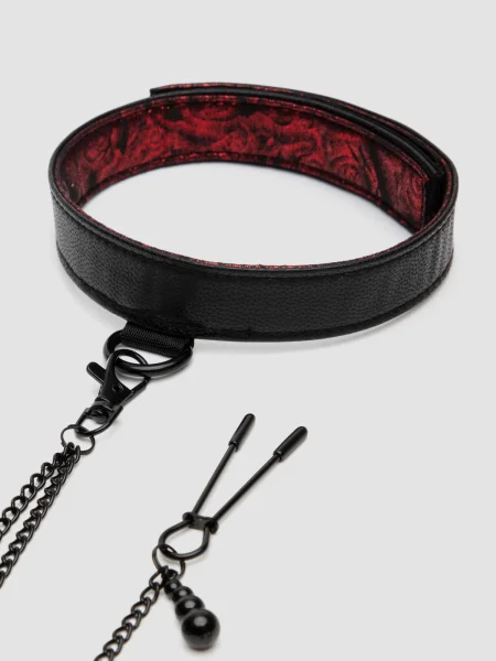 Fifty Shades of Grey Sweet Anticipation Reversible Faux Leather Collar Nipple Cl