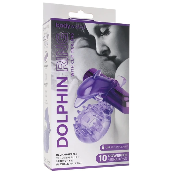 BodyWand Rechargeable Dancing Dolphin Tickle Ring in Purple — image 4 of 6