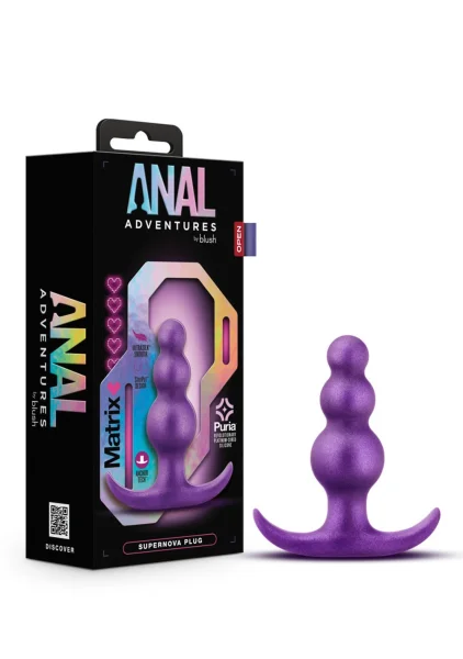 Anal Adventures Matrix Supernova Beaded Silicone Butt Plug By Blush - Galactic Purple