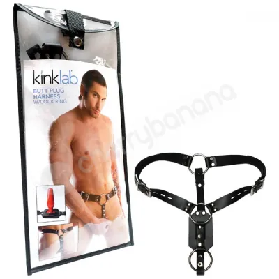 Kinklab Butt Plug Harness With Cock Ring