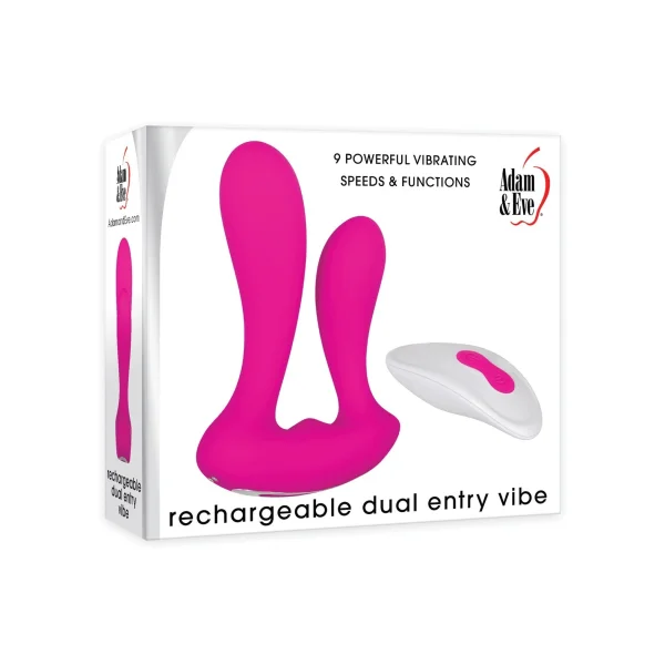 Adam & Eve Rechargeable Dual Entry Vibe w/Remote - Pink