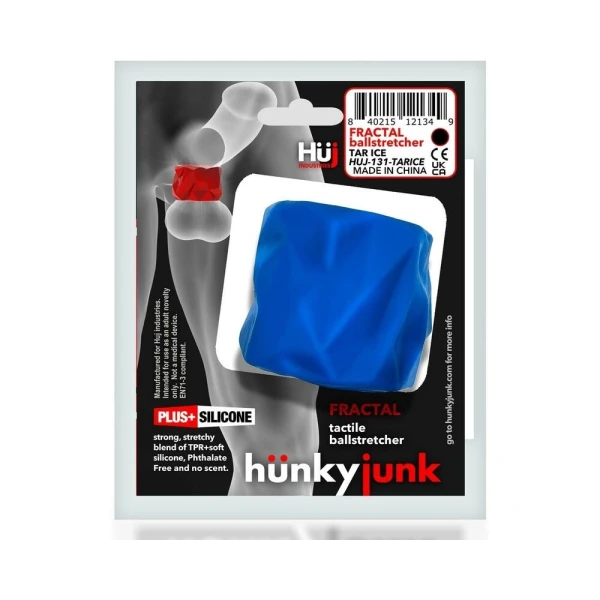 Extreme Bondage Gear:  Hunkyjunk Fractal Tactile Ballstretcher Teal Ice