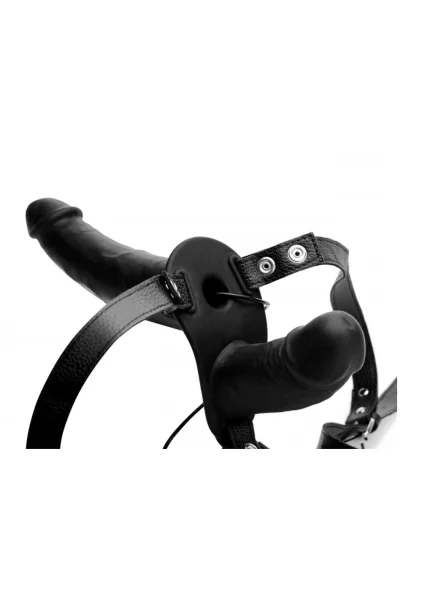 Power Pegger Silicone Vibrating Double Dildo With Harness