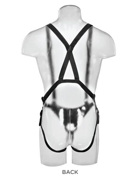 King Cock 11" Two Cocks One Hole Hollow Strap-on  Suspender System - Flesh