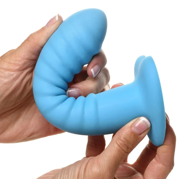 Simply Sweet Ribbed 7" Silicone G-Spot Suction Cup Dildo - Blue