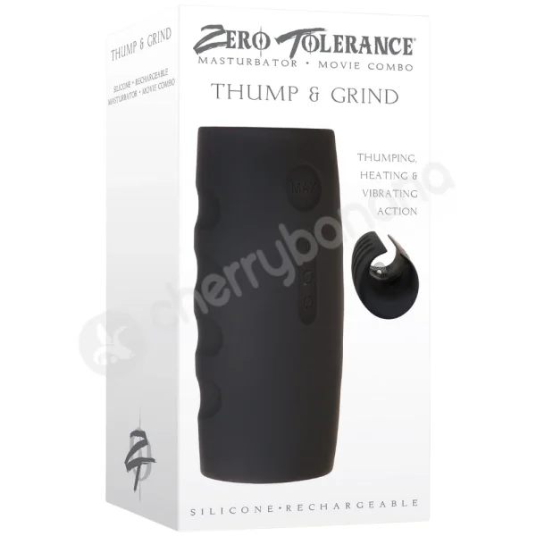 Zero Tolerance Thump & Grind Black Thumping Heating Vibrating Penis Stroker