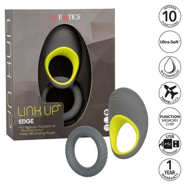 Link Up Edge Silicone Rechargeable Vibrating Cock Ring By CalExotics