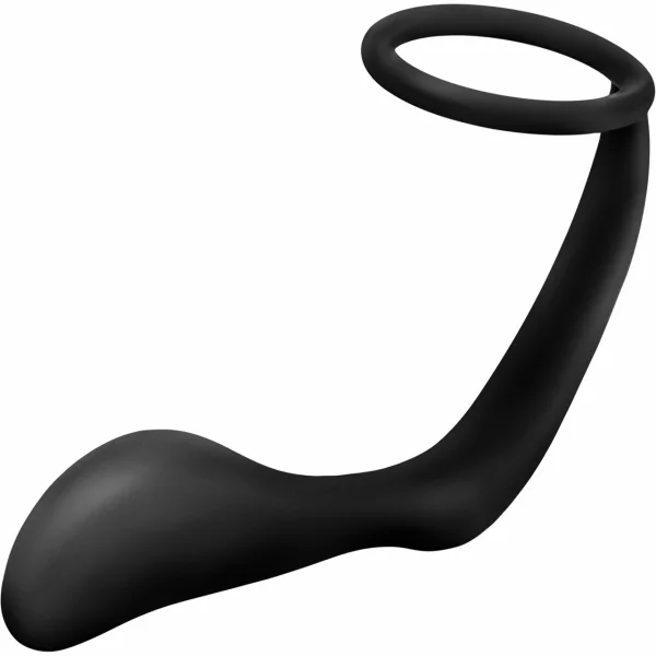 Platinum Cock Ring Plug in Black by Anal Adventures