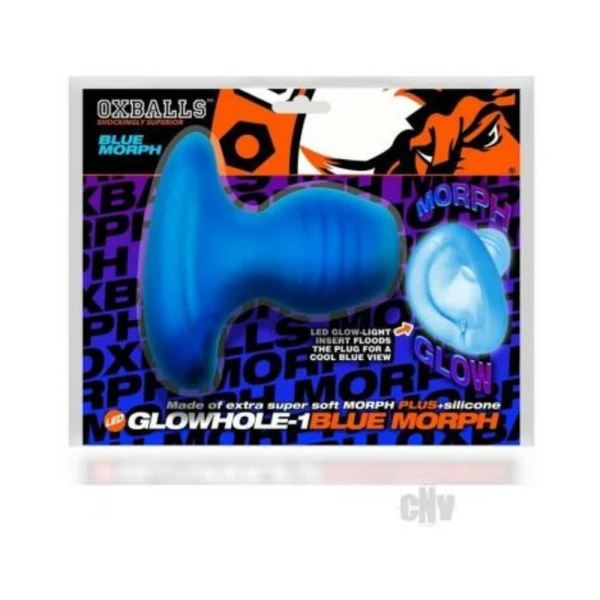 Butt Plugs:  Oxballs Glowhole-1 Hollow Buttplug With Led Insert Small Blue Morph